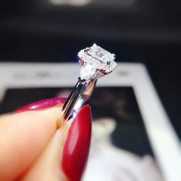 😍Beautiful Pure Princess Cut CZ Square Romantic Wedding Ring for Women, K860 - Picture 2 of 5